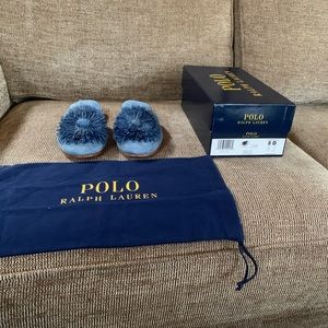 RALPH LAUREN CALLIE CHMBRY BLUE SUPER SUEDE SZ 8